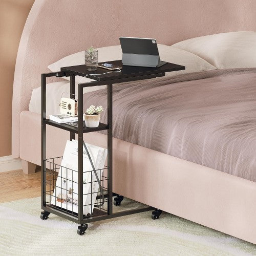 ODIKA Side Table, Under Seating Table with Rolling Wheels, Integrated Power, Adjustable C-Shaped End Table for Home, Living Room, Bedroom ODIKA Side Table, Under Seating Table with Rolling Wheels, Integrated Power, Adjustable C-Shaped End Table for Home, Living Room, Bedroom
